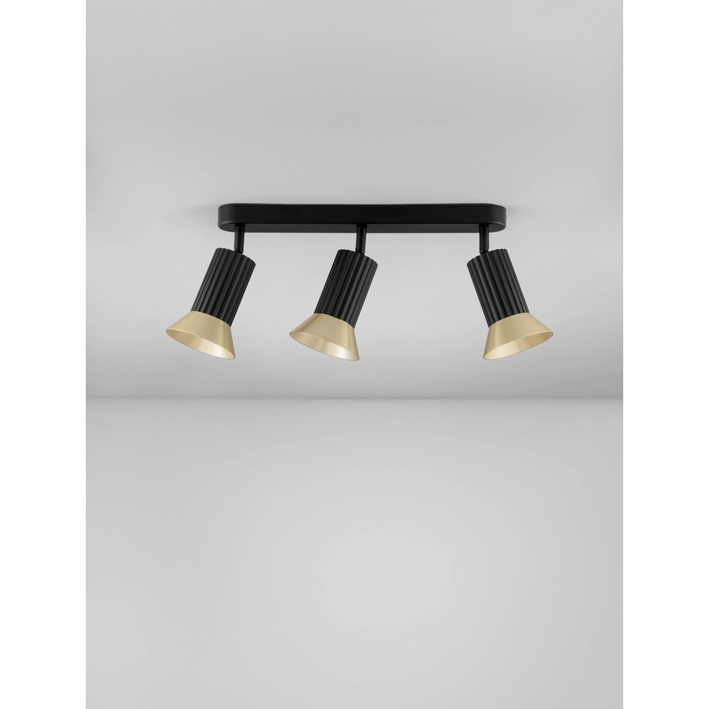 Ceiling lamp Luvia 3-light black with gold