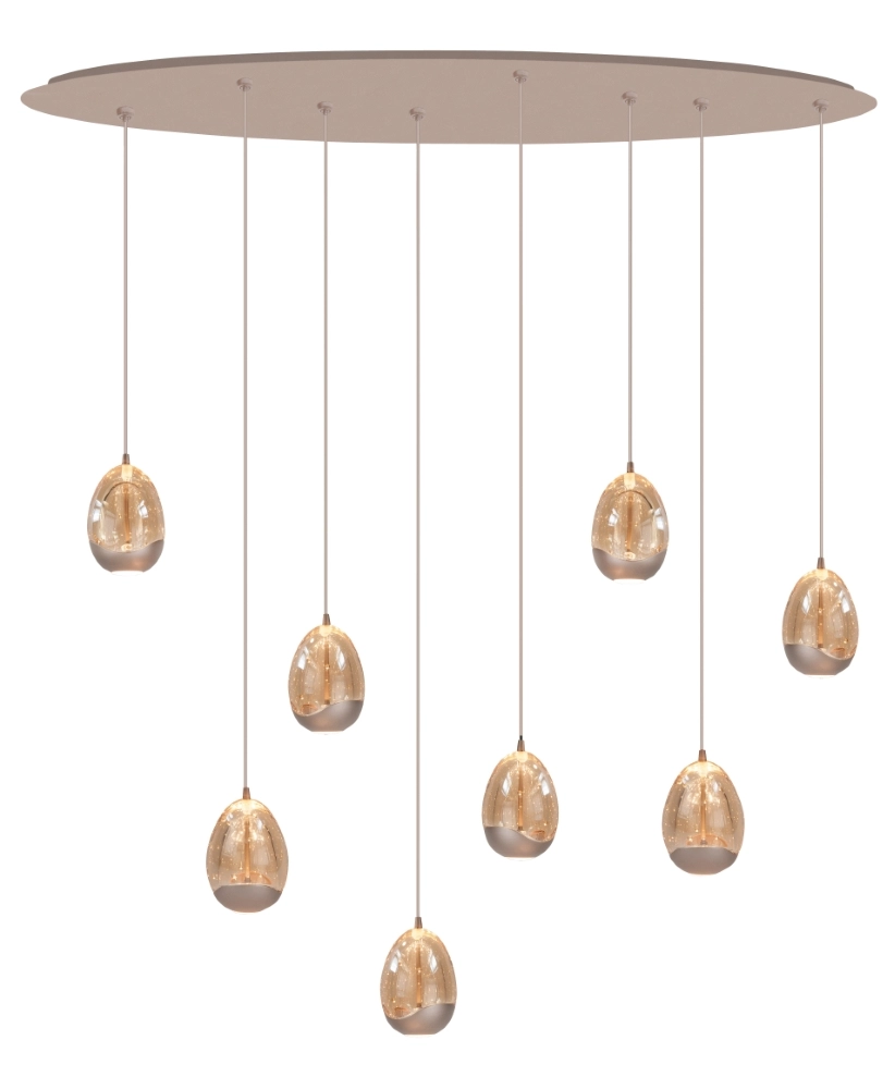 Pendant lamp Champagne Egg 8-light oval