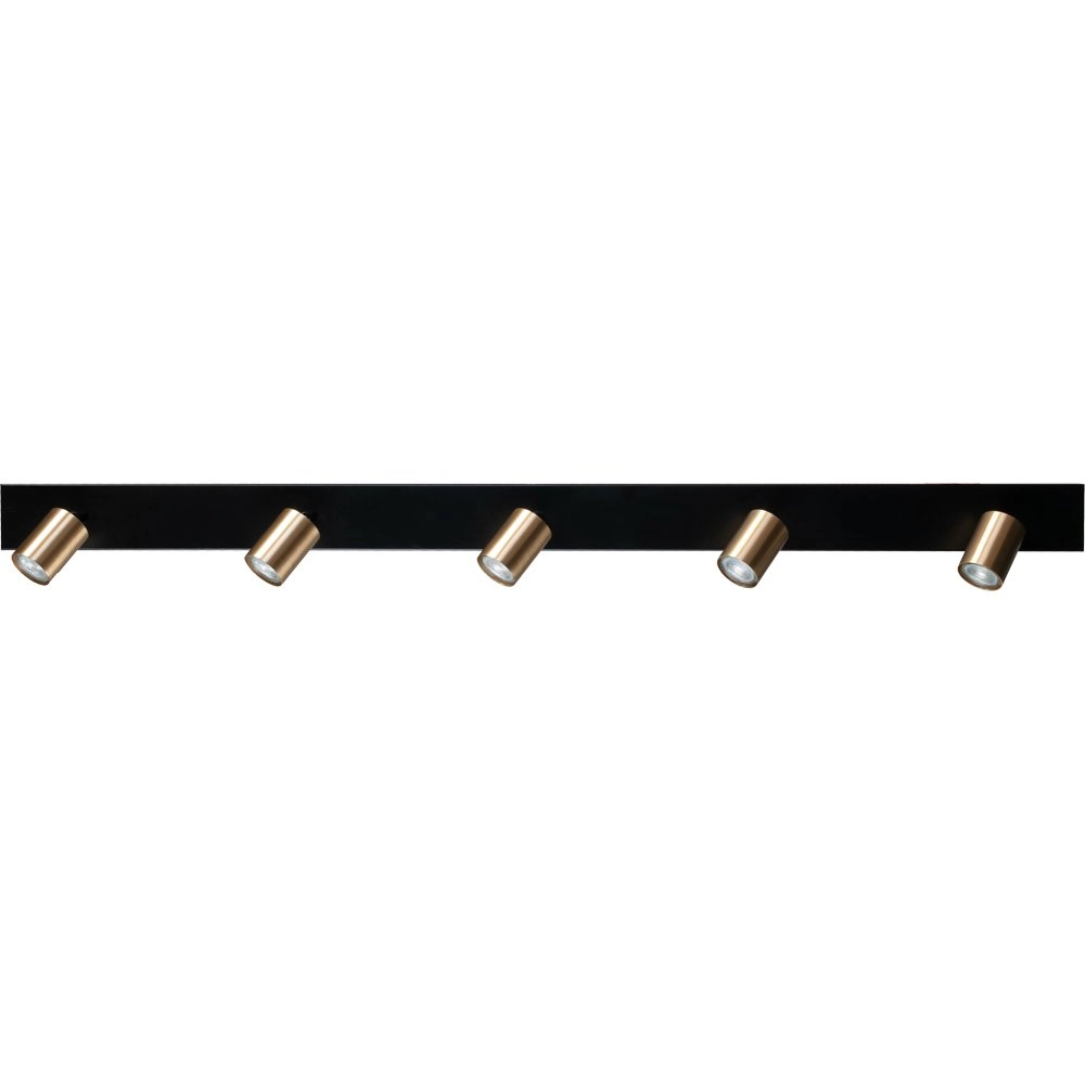 Ceiling lamp black Bounce with 5 gold spots