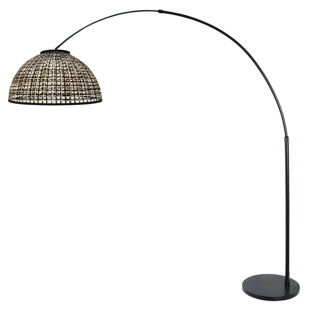 Black arc lamp Nox Light with bamboo shade Ø60cm Steinhauer 8712746183559
