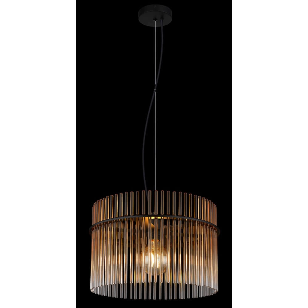Black pendant lamp Gorley with amber glass Ø 40cm Globo 9007371465996