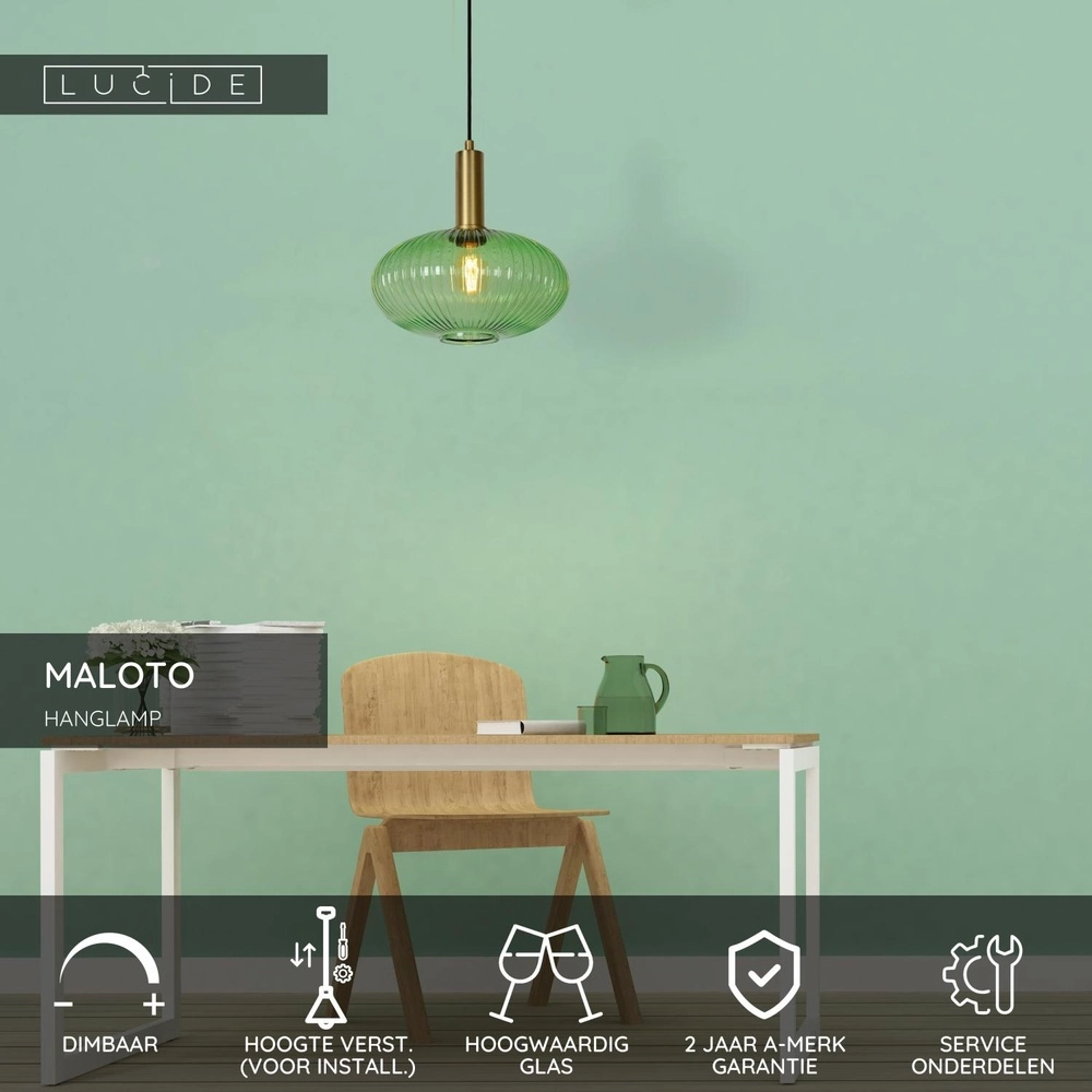 Pendant lamp Maloto Ø 30cm green Lucide 5411212451194