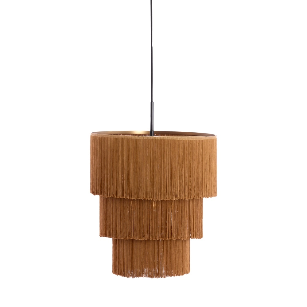 String pendant lamp Malaika Ø 45cm - brown