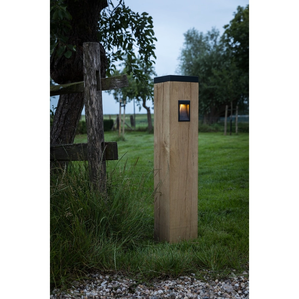 Wooden solar pad lamp Torre Solar Oak - 17.5x17.5x90cm - 2700K