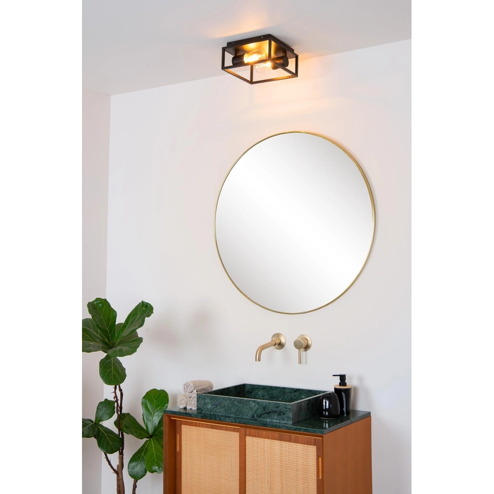 Black wall lamp Carlyn 2-light bathroom IP54 Lucide 5411212271709