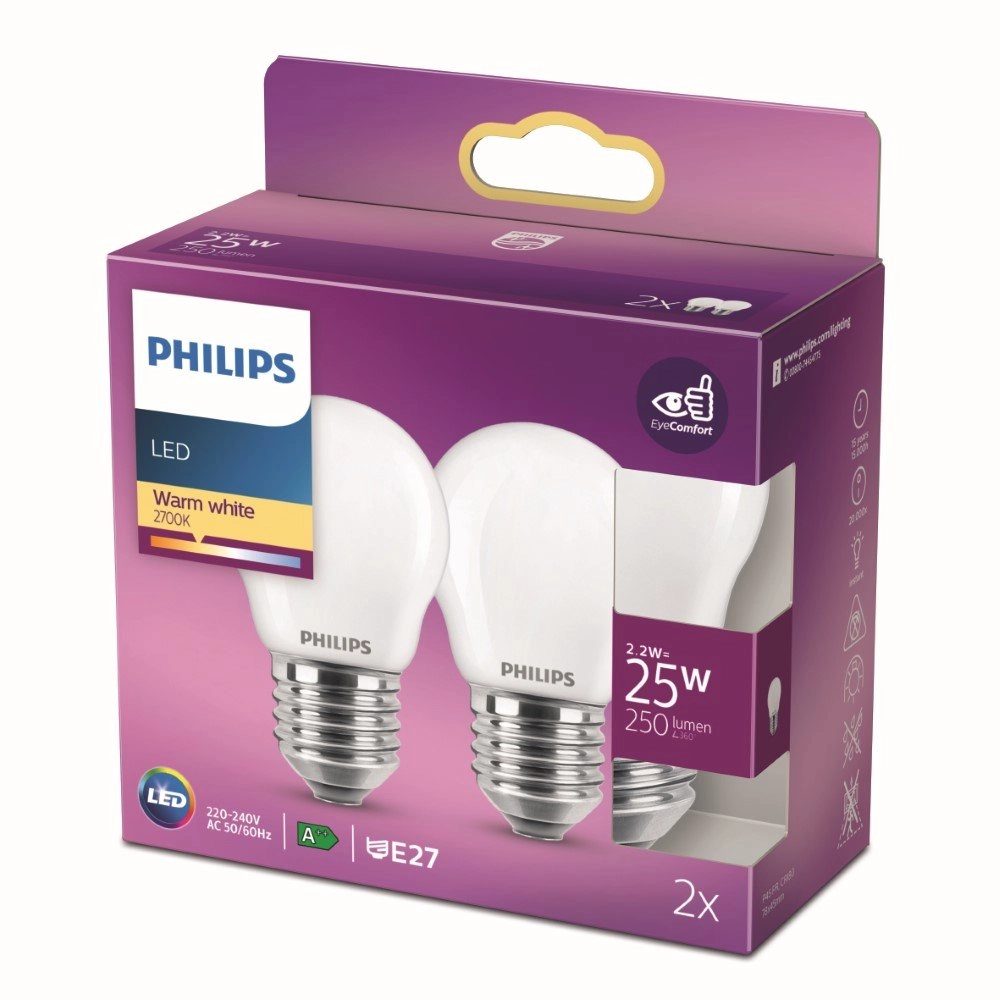 2,2W - E27 - 2700K - 250 lumen set with 2pcs