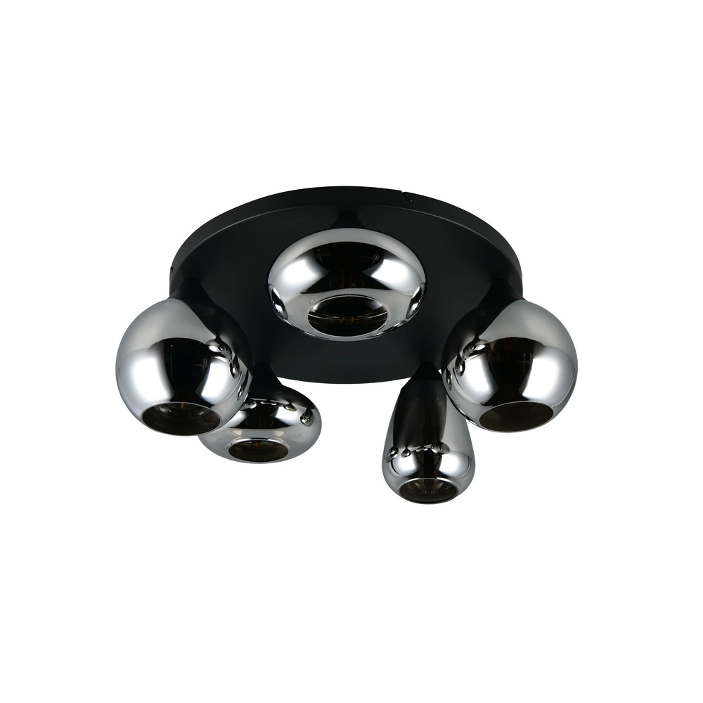 5-light ceiling lamp Lumina black with smoke glass Trio 4017807663181