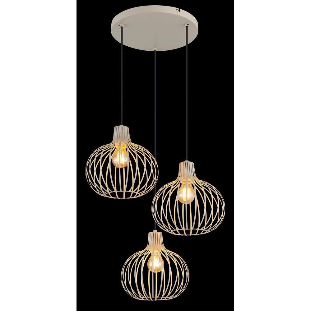 Design pendant lamp Mateo 3-light round cream Globo 9007371566150
