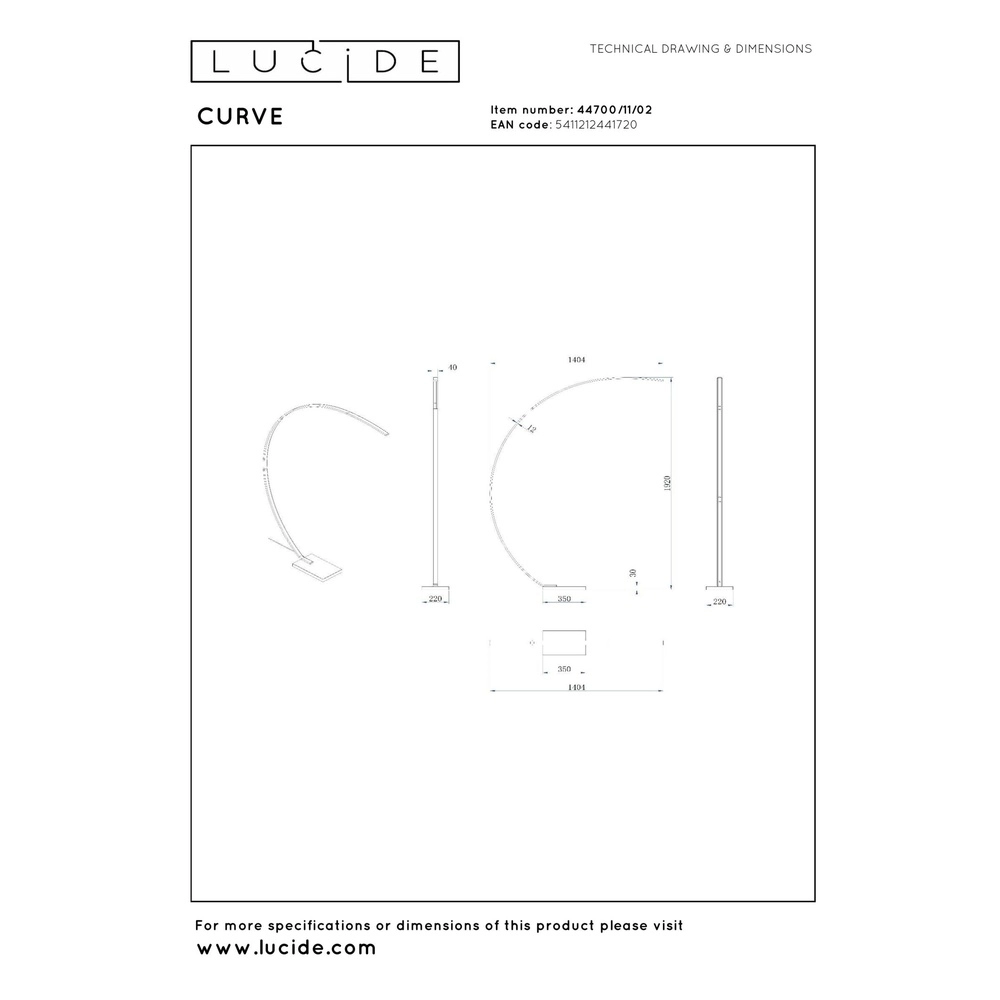 Design arc lamp Curve Gold Lucide 5411212441720
