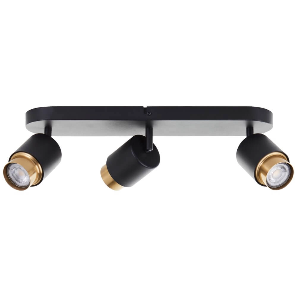 3-light surface-mounted spotlight Covelo black with gold Brilliant 4004353441363