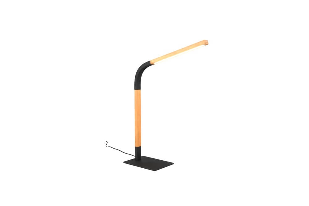 Flexible table lamp Norris black with wood