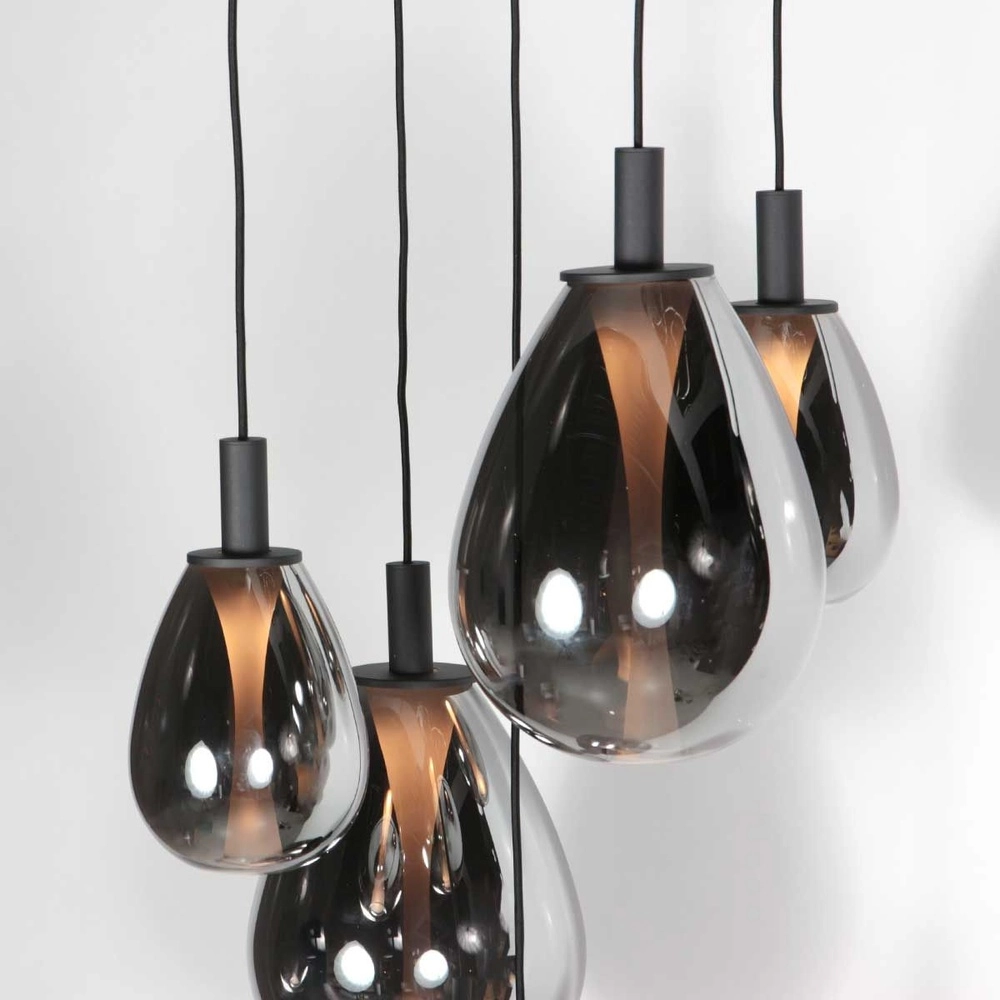 Pendant lamp Glimsy 5-light black round Steinhauer 8712746177961
