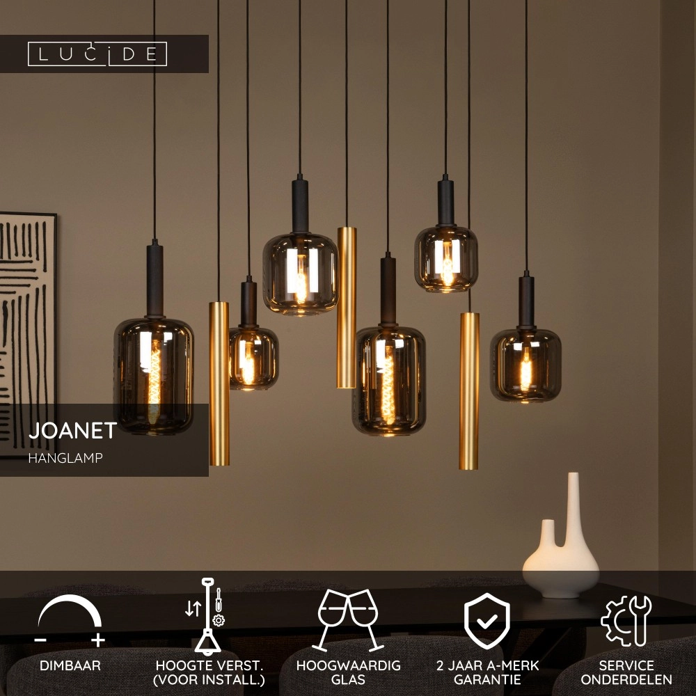 Pendant lamp Joanet 6-light gold Lucide 5411212452931