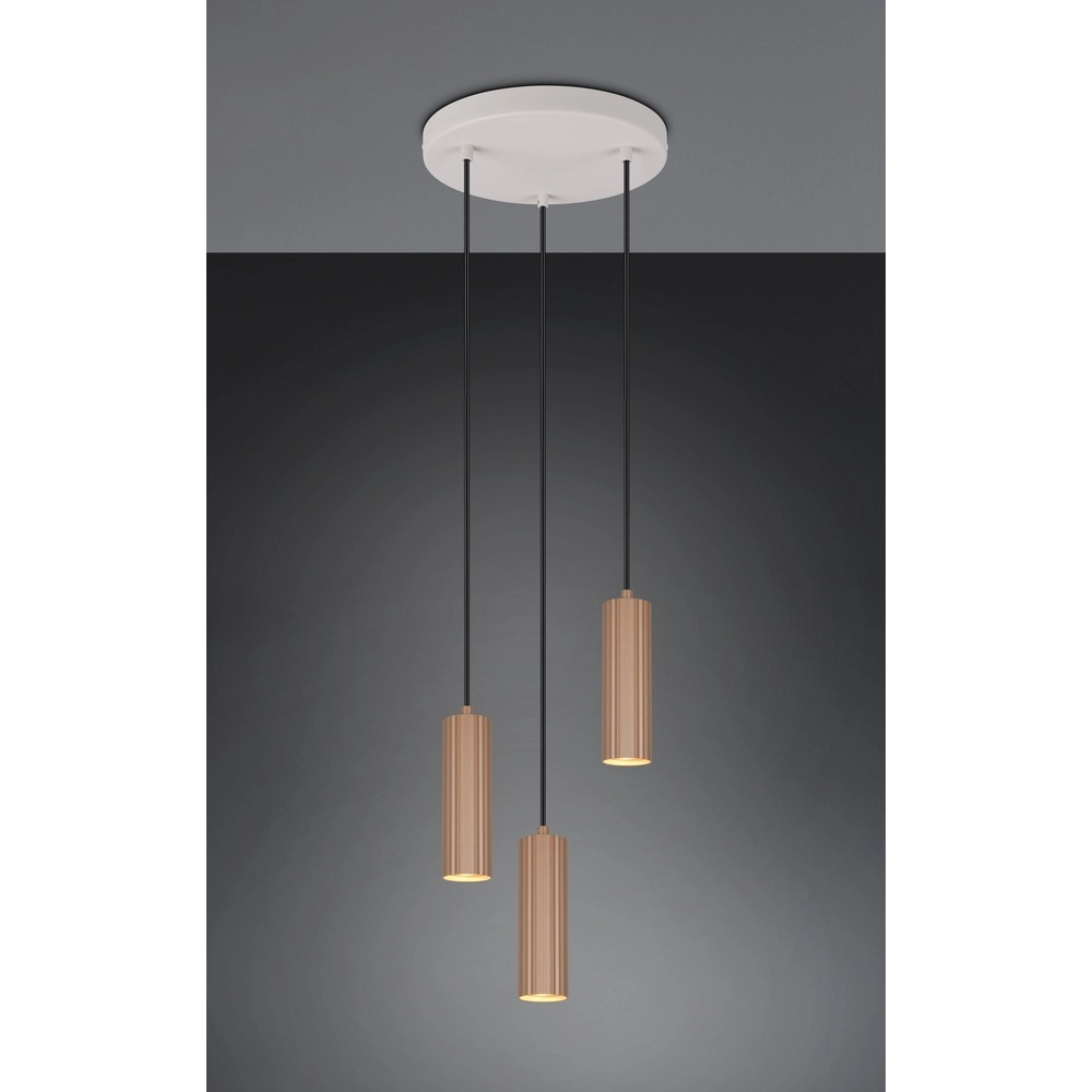 Pendant lamp Soka 3-light mocha brown Trio 4017807670172