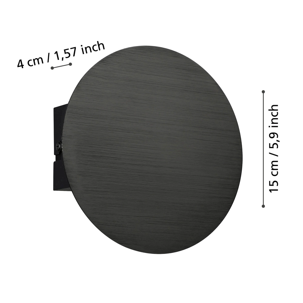 Sleek wall lamp Talamello Ø 15cm - black - led Eglo 9008606316472