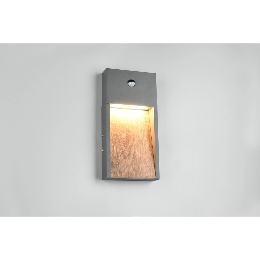 Design wall lamp Salmon Grey with wood and sensor Trio 4017807603712