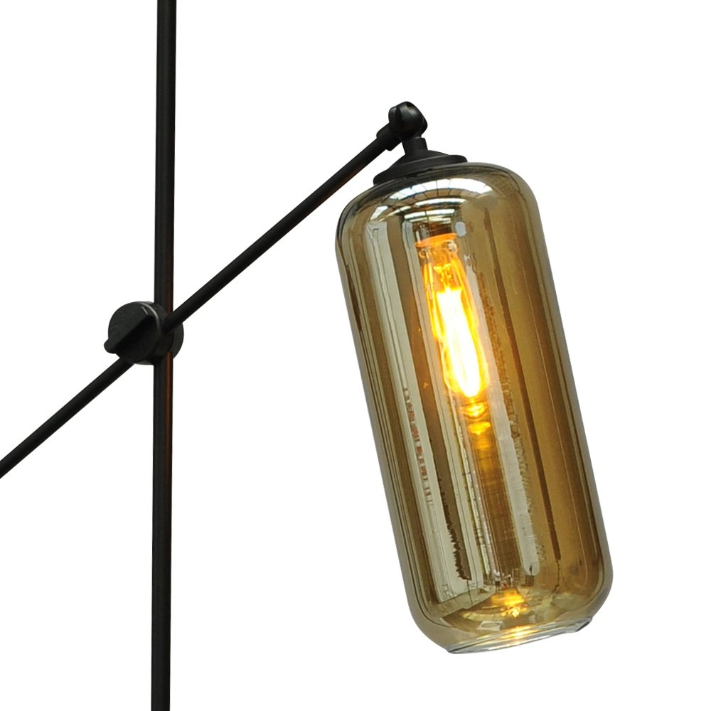 Adjustable floor lamp Quinto Smoke black with smoke cylinder glass Masterlight 8718121216478
