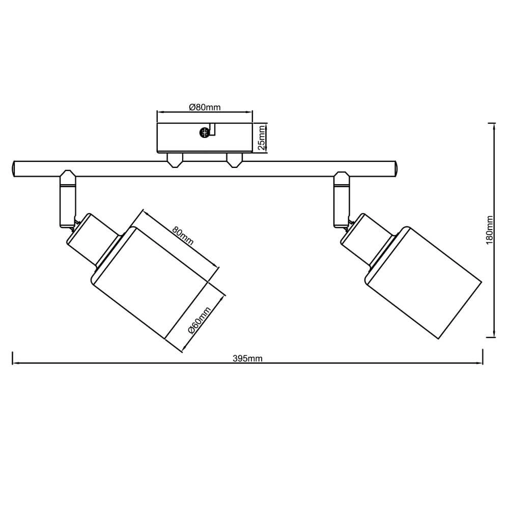 Black ceiling lamp Loralie 2-light Brilliant 4004353413230