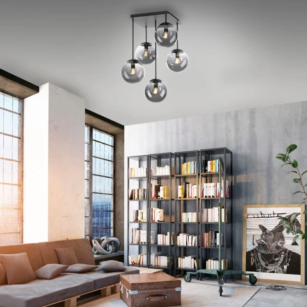 5-light ceiling lamp Big Widow black Just Light 4043689988371