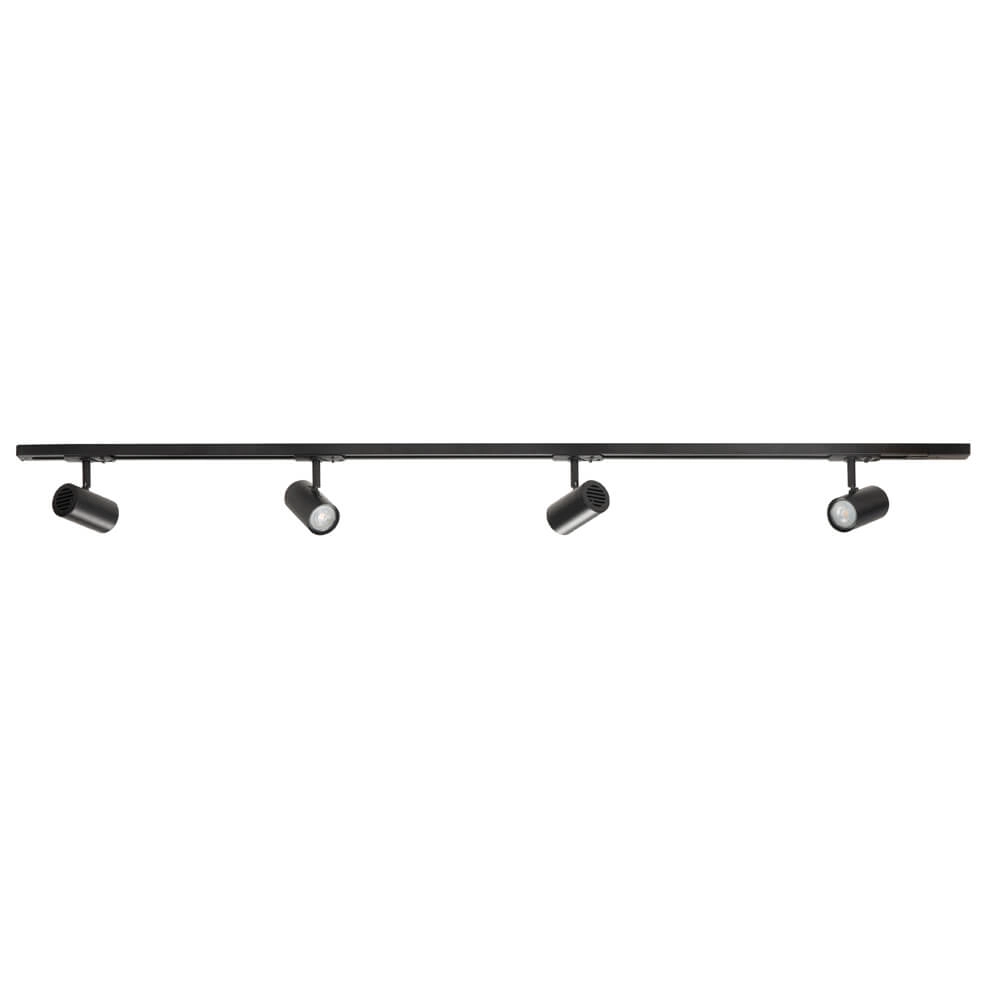 1-phase rail set 150cm Cilinder black with 4 spots