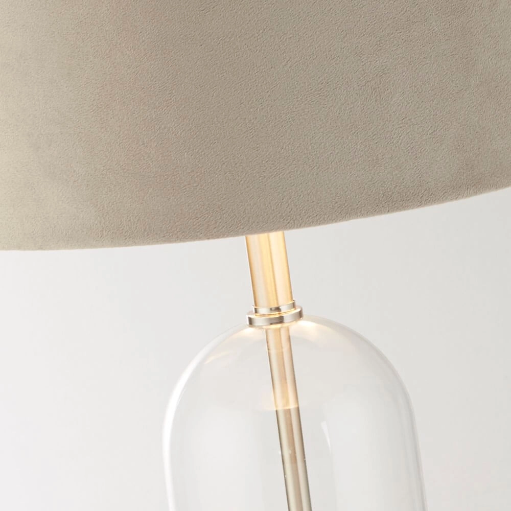Unique table lamp Oxford with taupe hood Searchlight 5053423256924