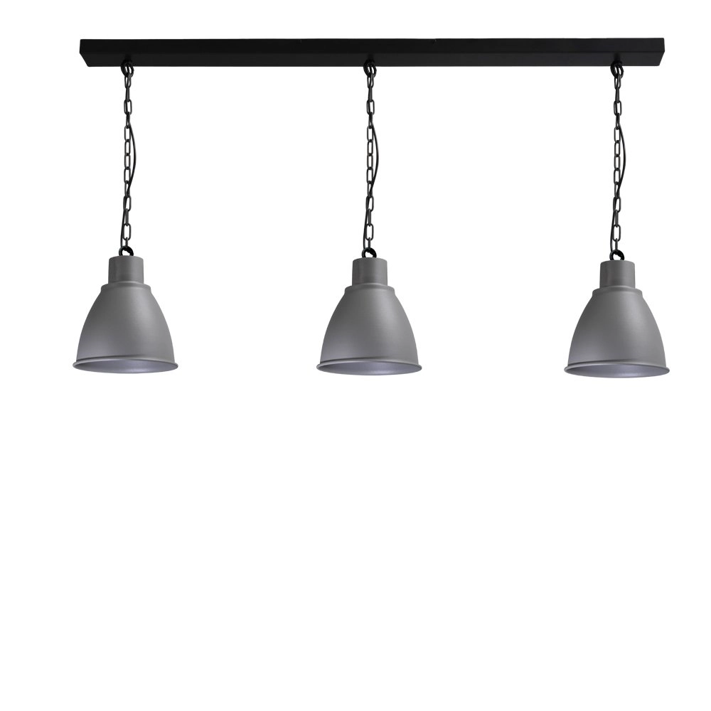 Dining room lamp Industria 3x27 3-light black with concrete gray