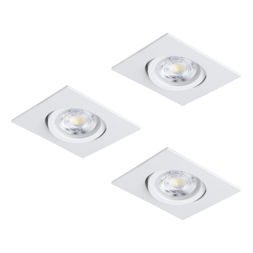 Set of 3 recessed spotlights Saliceto white square Eglo 9008606358939