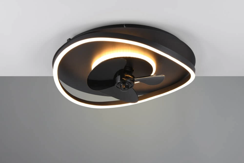 Black LED ceiling fan Sortland Trio 4017807606027