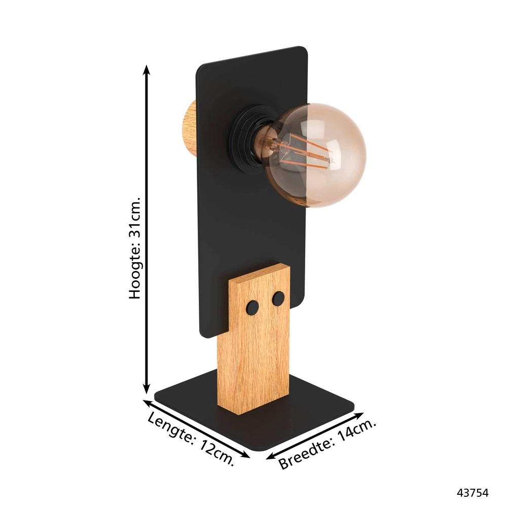 Modern table lamp Bramerton black with wood Eglo 9002759437541