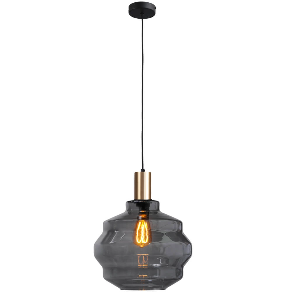 Hanging lamp gold Porto with Ball smoke glass - Ø 30cm Masterlight 8718121269146