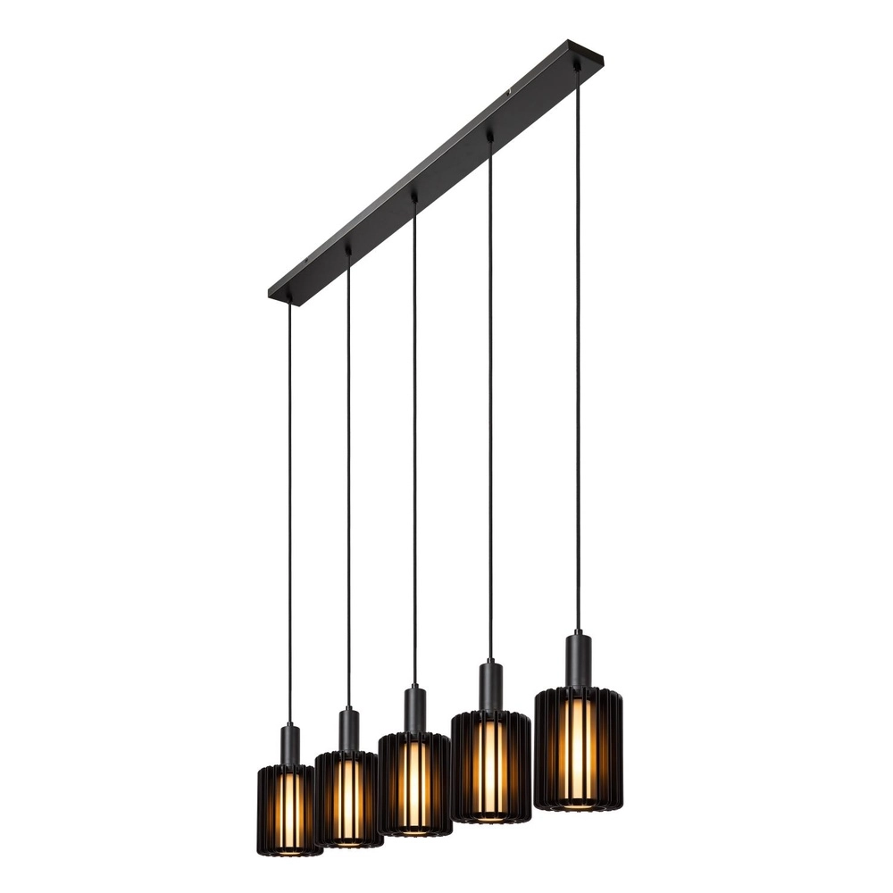 5-light pendant lamp Lambres straight black Lucide 5411212452962