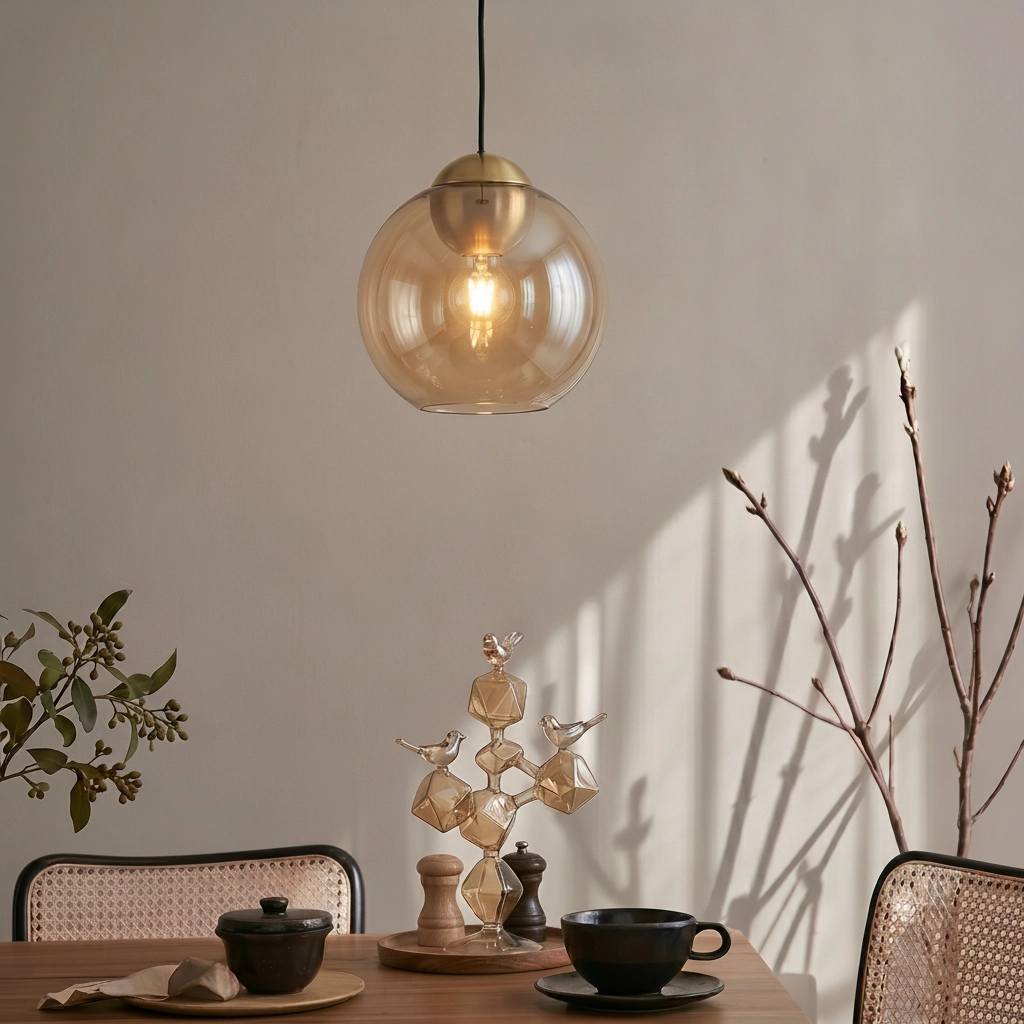 Design pendant lamp Midori Amber glass