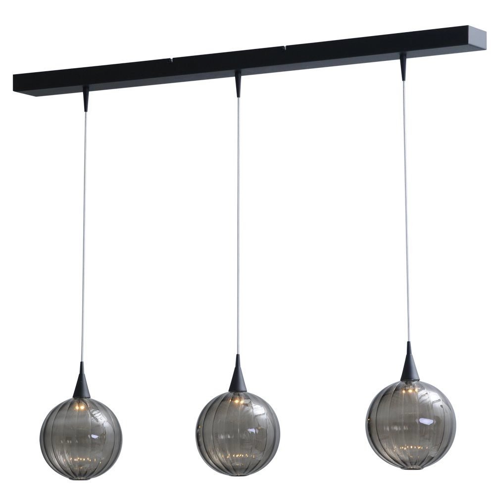 Black dining table hanging lamp Bocca with 3 blackline glass balls Masterlight 8718121213231