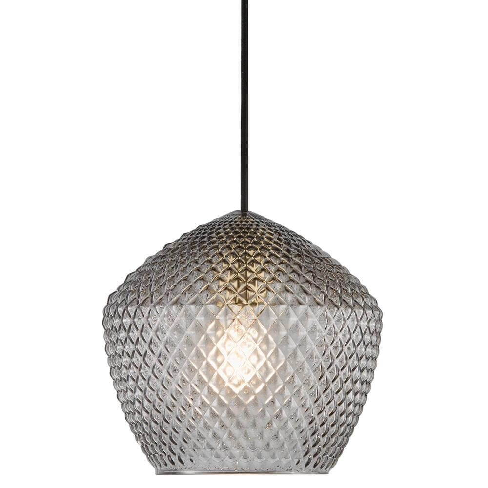 Ceiling lamp Orbiform brass with smoke glass
