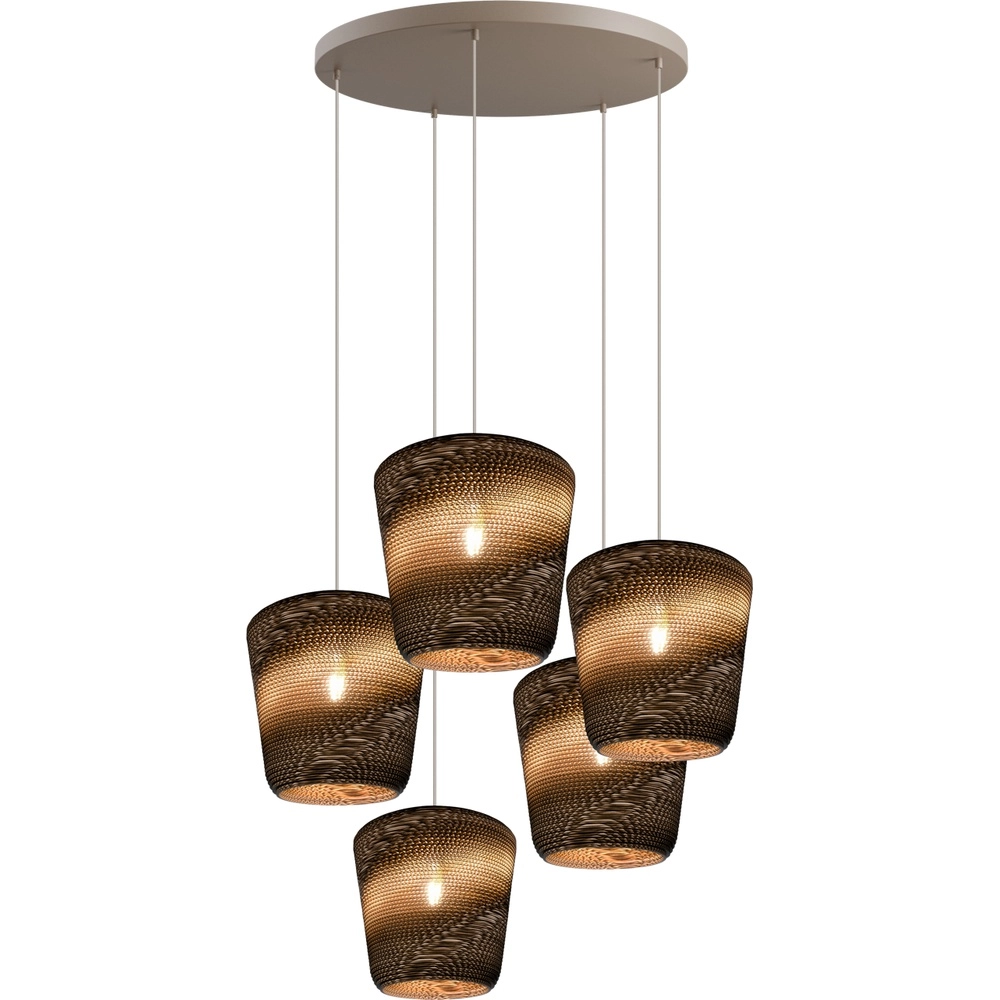 Pendant lamp Carta Moody 5x Ø34cm Think Paper shade - sand