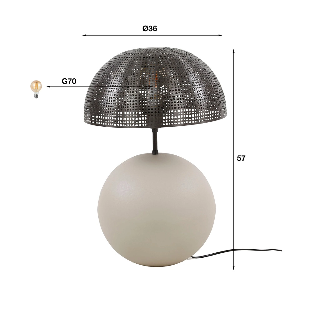Modern table lamp Sphere with beige base - Ø 36cm Lyora 8716803511521