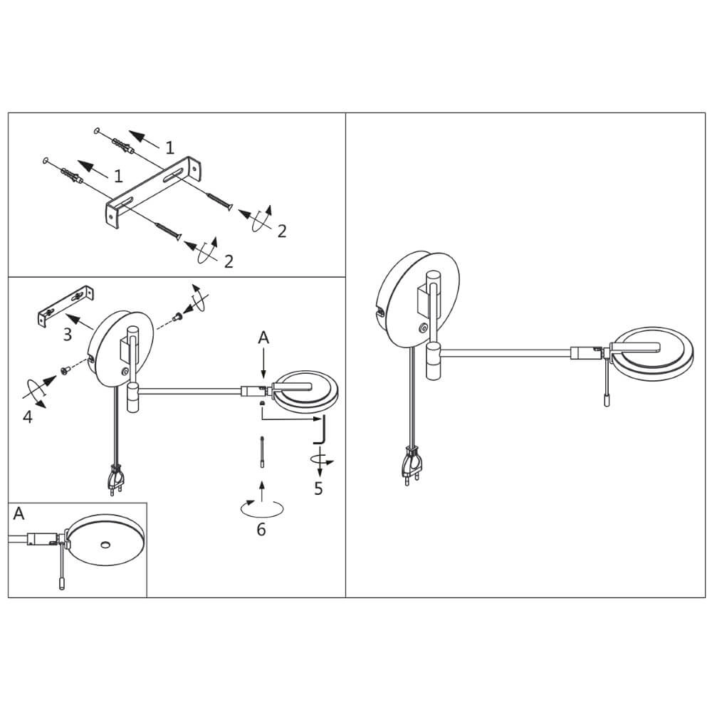 LED wall reading lamp Turound 10w - 2700K - 62cm stainless steel clear glass Steinhauer 8712746133370
