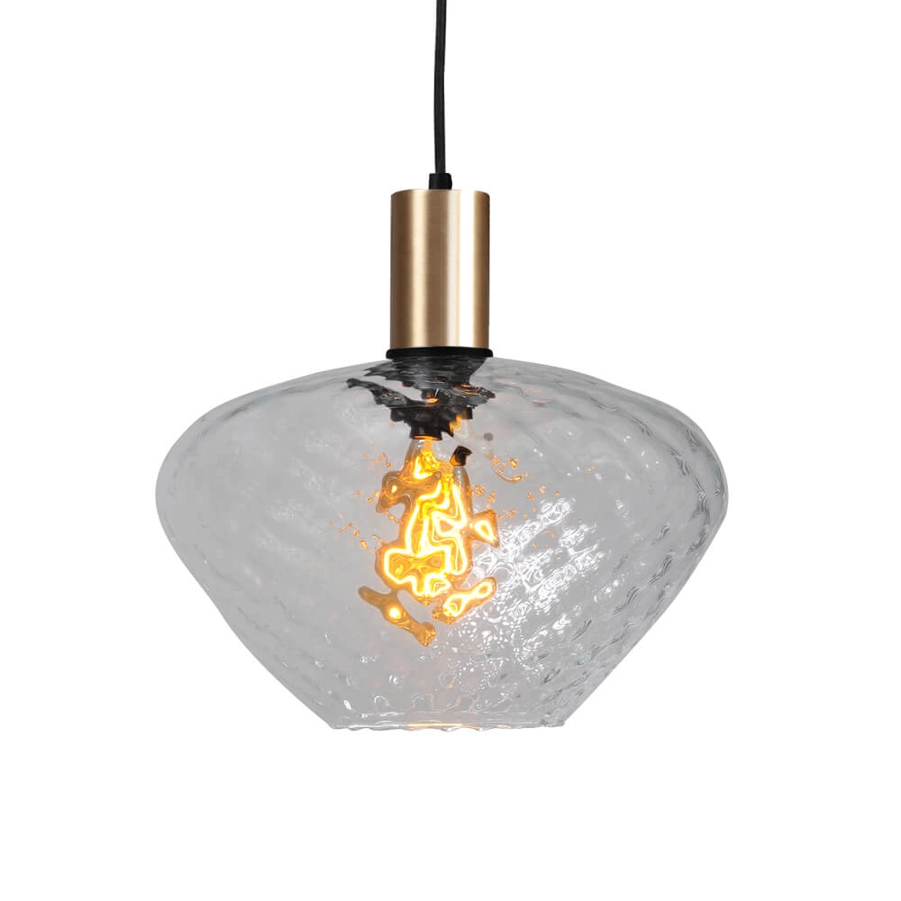 3-light hanging lamp - gold - Porto with Blossom smoke glasses Masterlight 8718121269634