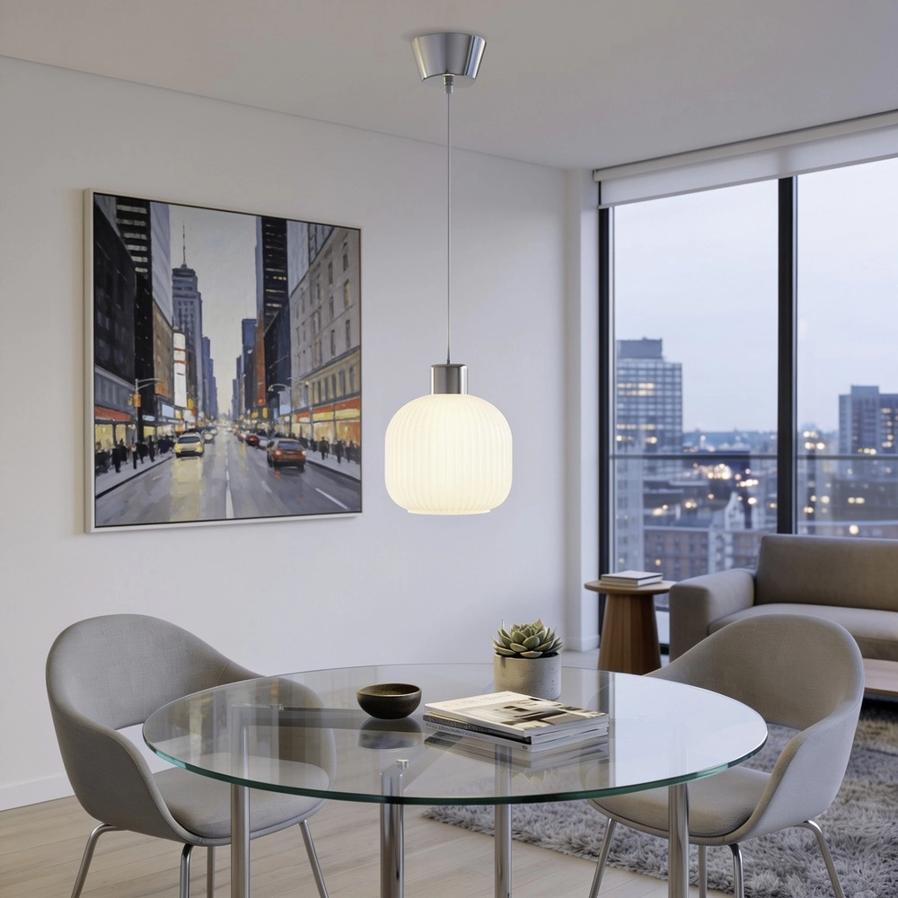 Design pendant lamp Dasmina chrome with white Ø 20cm