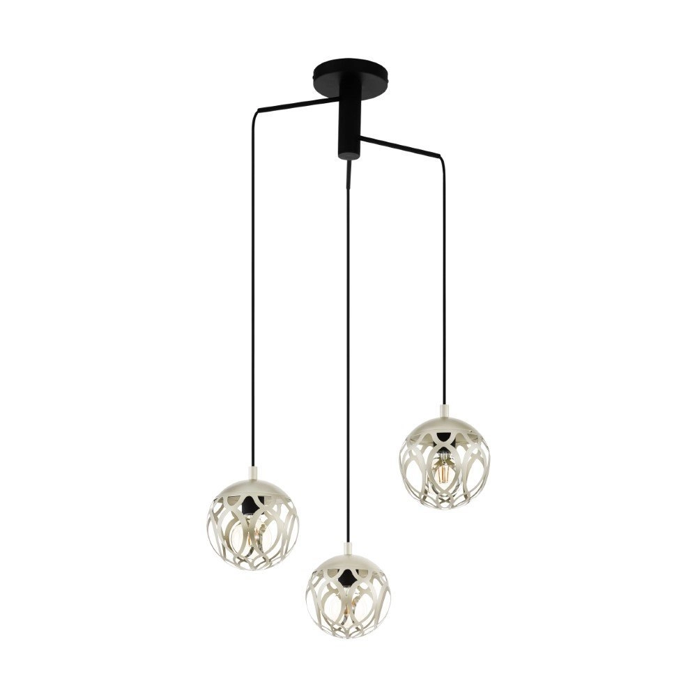 Pendant lamp Mirtazza 3-light black with cream