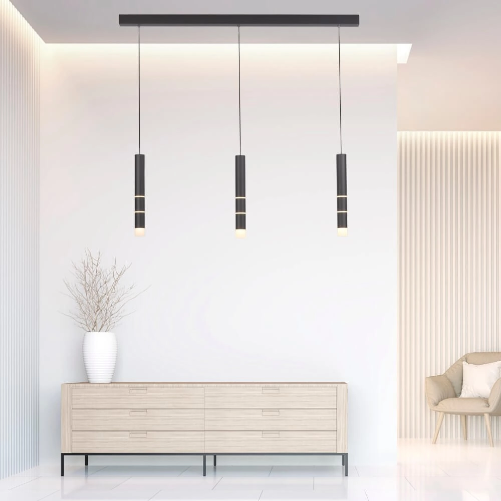 Black hanging lamp Pure Vega 3-light Paul Neuhaus 4012248357576