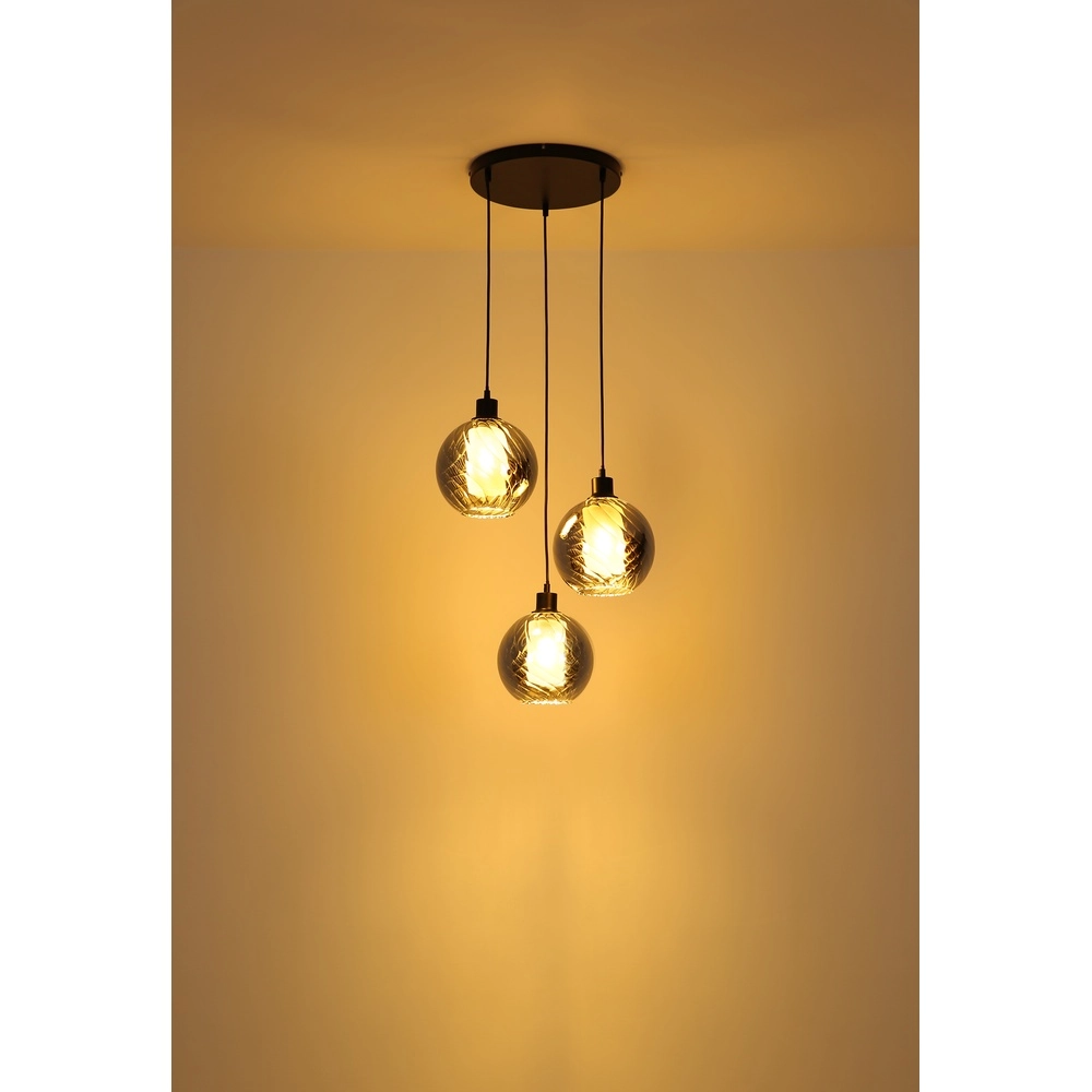 Design pendant lamp Ulf 3-light black Globo 9007371533701