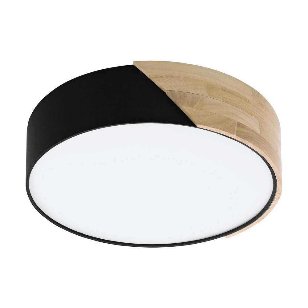 Modern ceiling light Grimaldino black with wood round