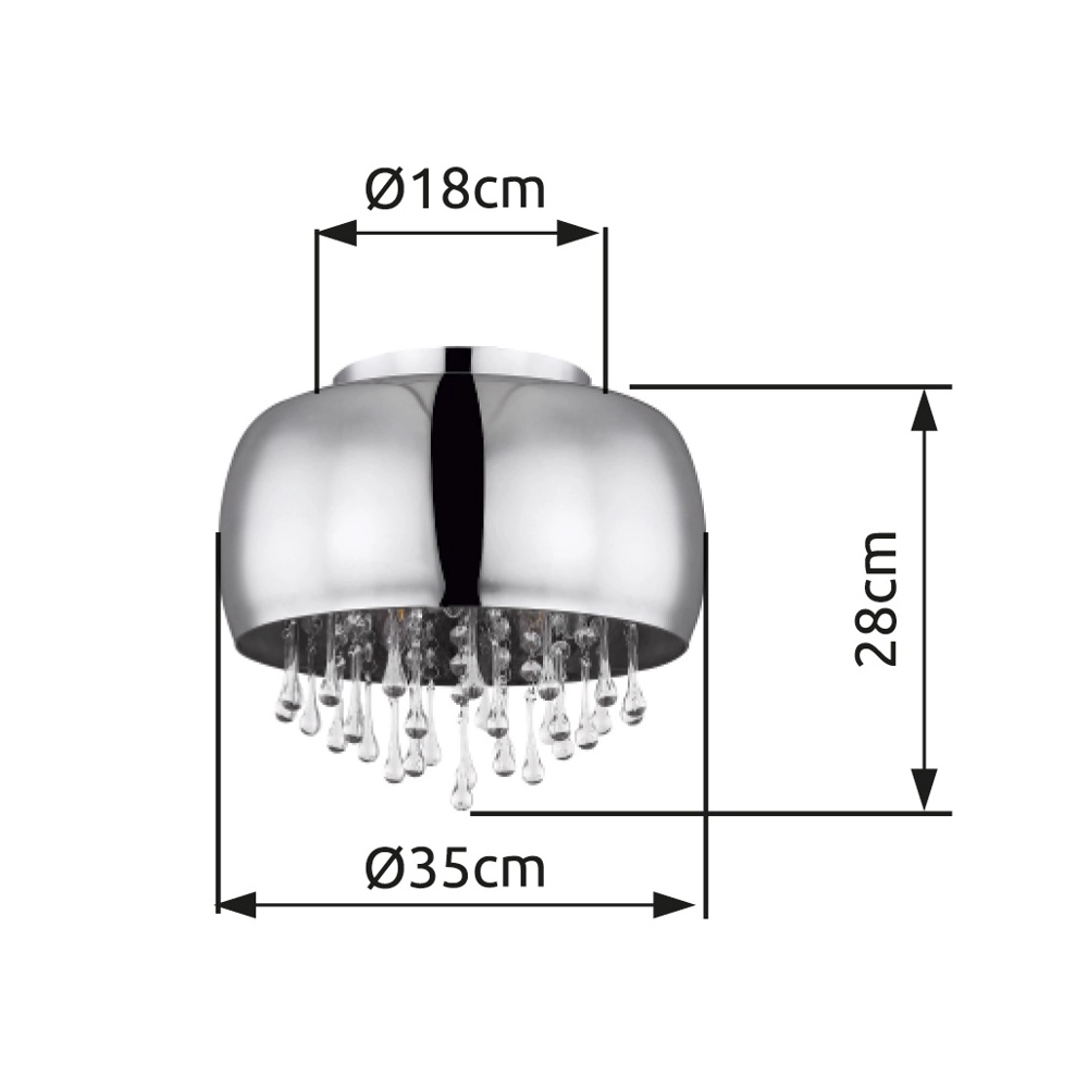 Ceiling lamp Kalla Ø 35cm chrome Globo 9007371388707