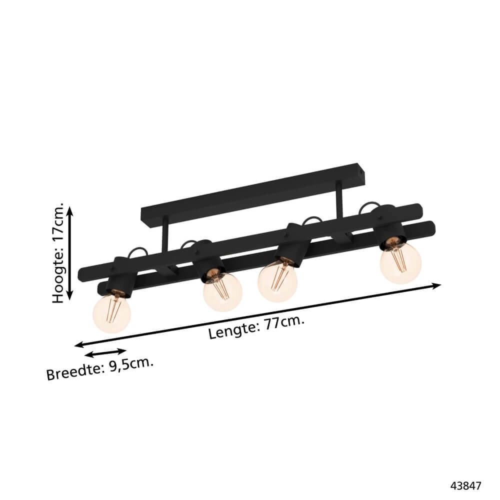 4-light ceiling lamp Plimsoll black Eglo 9002759438470