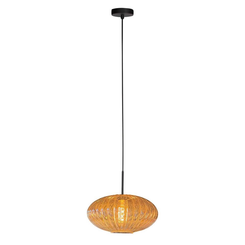 Pendant lamp HaloSwap with 1 amberk glass