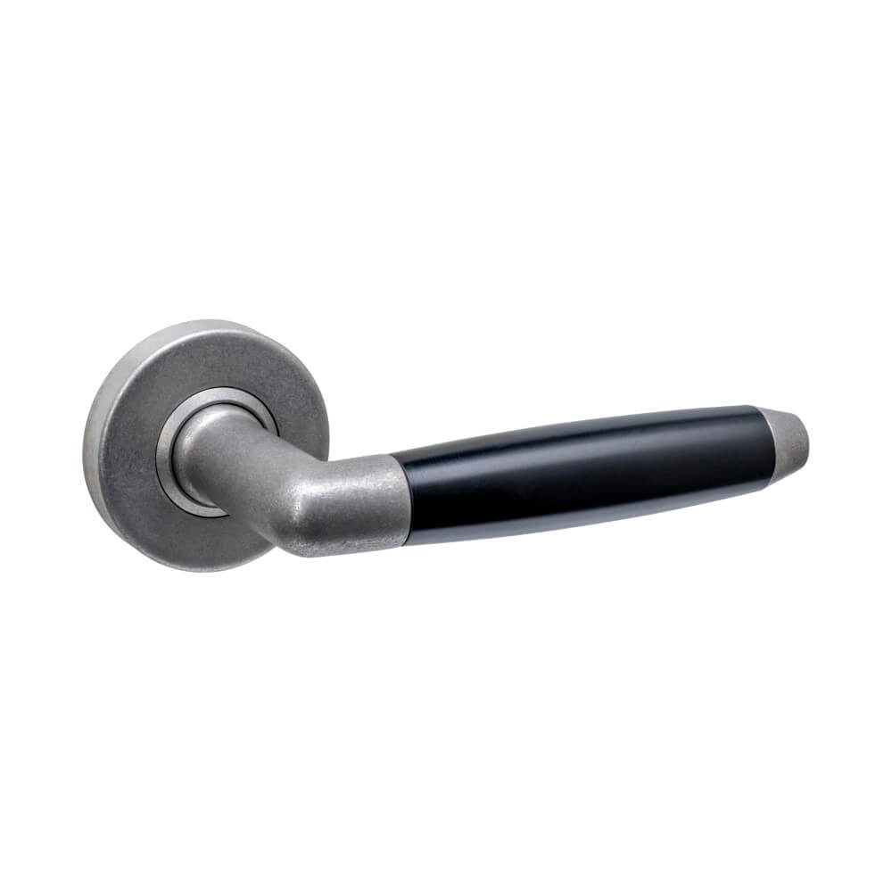 Door handle Combinatie round stainless steel tumbled