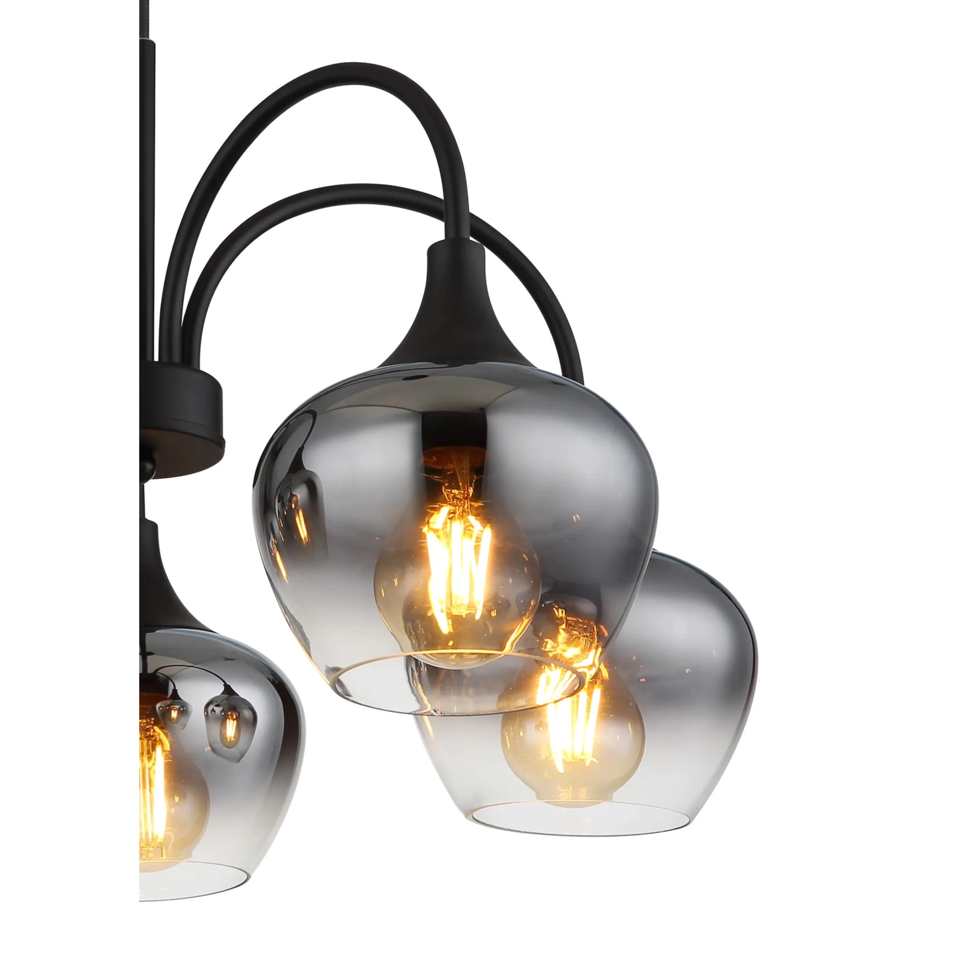 5-light pendant lamp Maxy black with smoke glass Globo 9007371474189