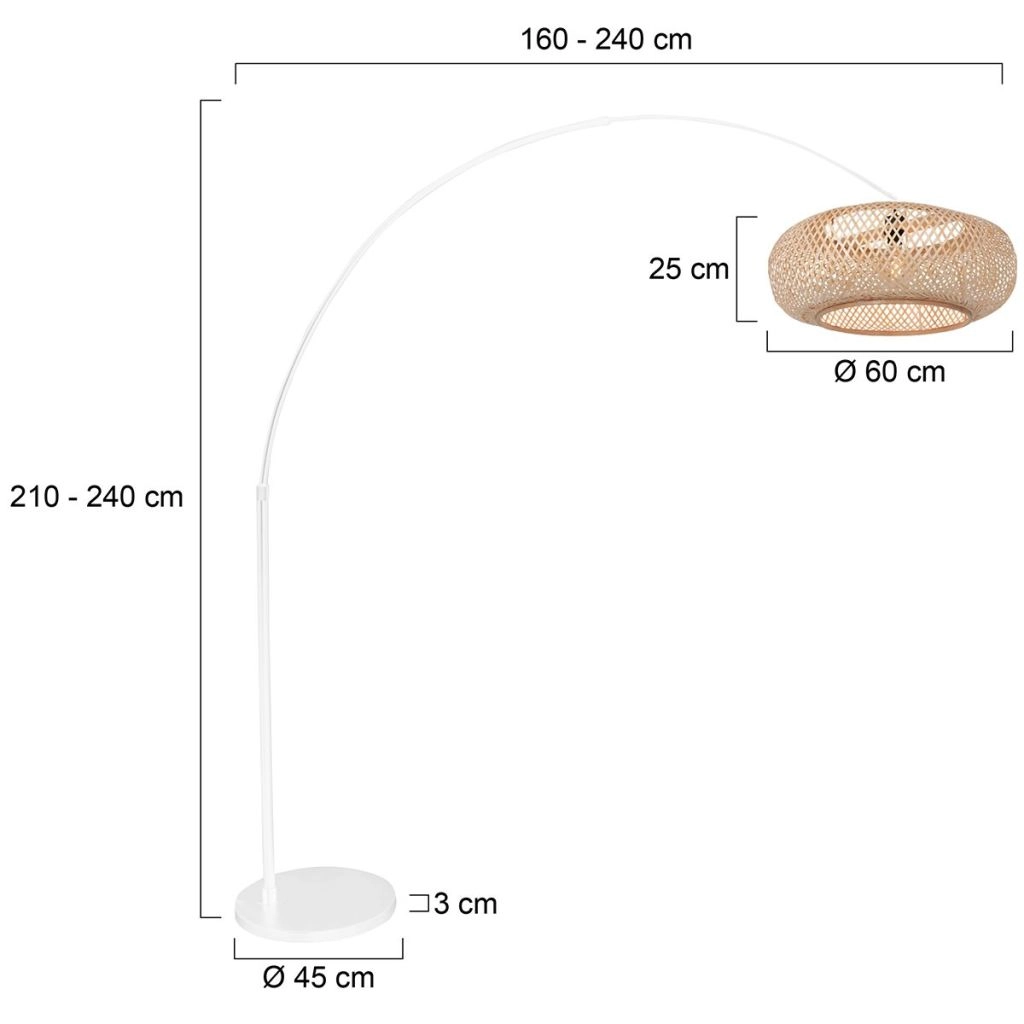 White arc lamp Maze Naturel with rattan hood Steinhauer 8712746185812