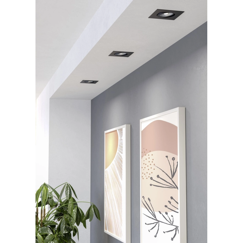 Set of 3 recessed spotlights Saliceto square black 4.8W Eglo 9008606358847
